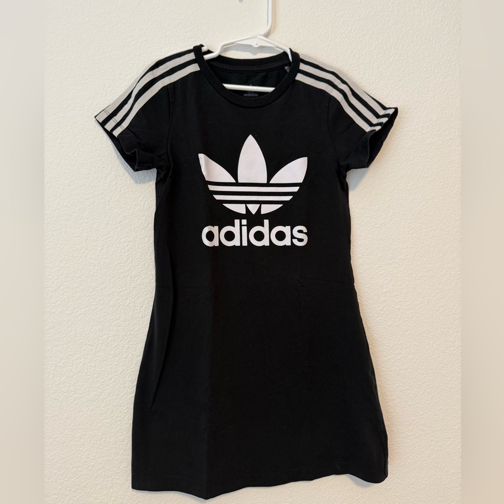 Adidas Black Tee Dress with White Stripes